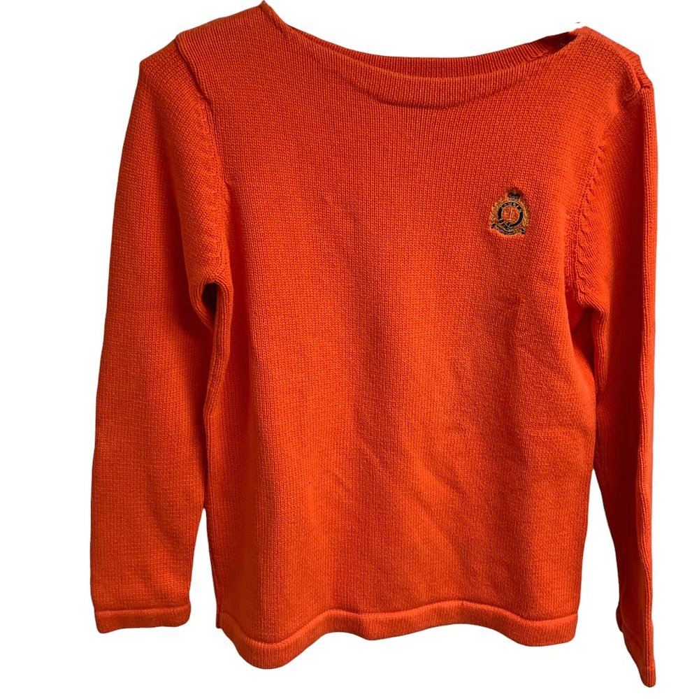 Retro LAUREN Ralph Lauren Tangerine Cotton‎ Boatneck Sweater
